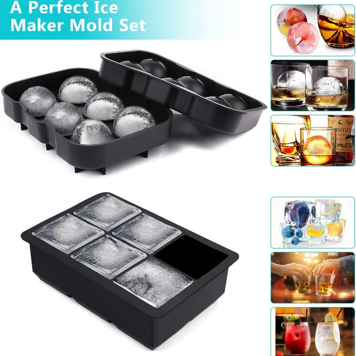 Moldes de silicona para hacer cubos y esferas de hielo